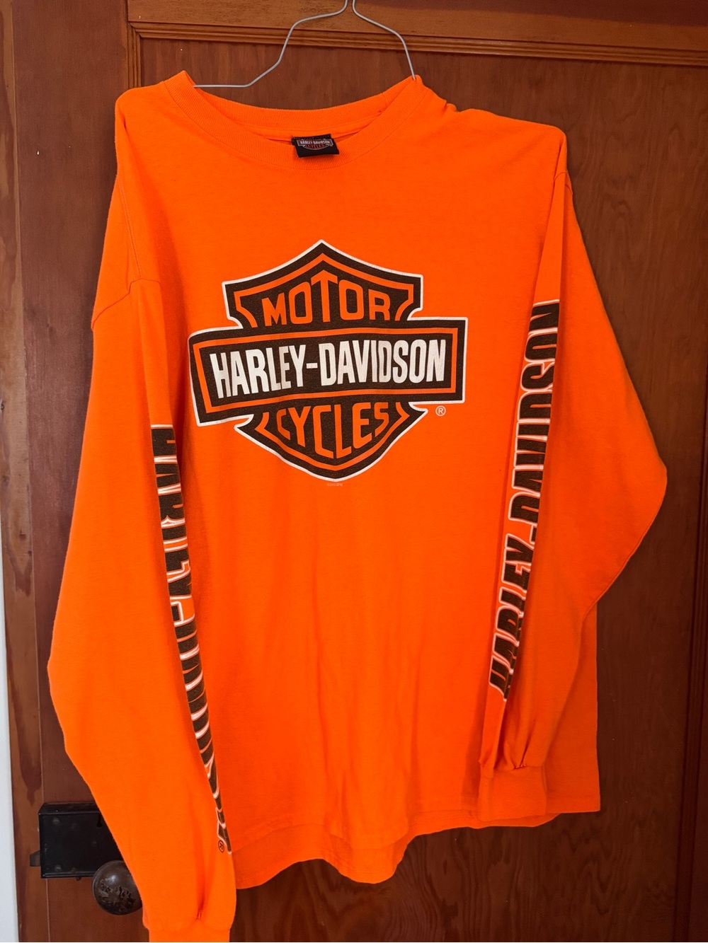 Harley-Davidson Orange Long Sleeve Logo Tee with Sleeve Graphics